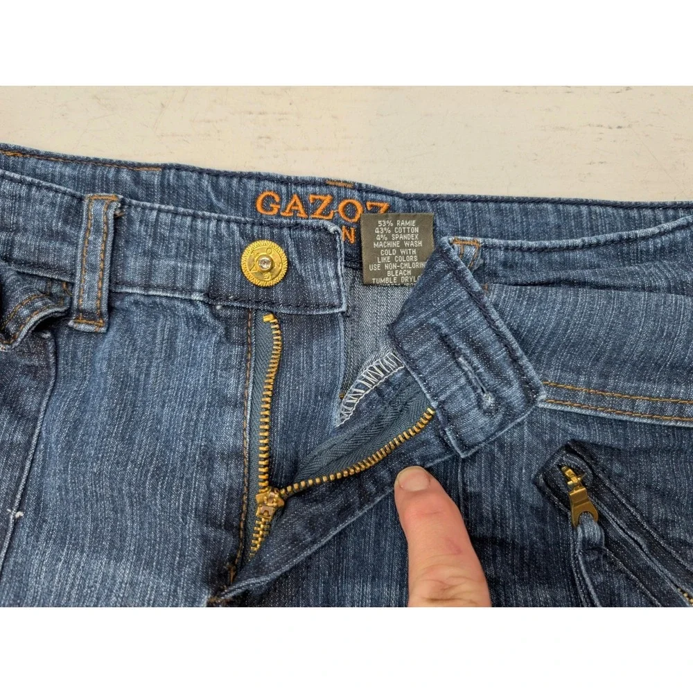 Gazoz‎ Jeans Denim Cargo Skirt Dark Wash Pockets Utility Size 11/12 Blue Stretch